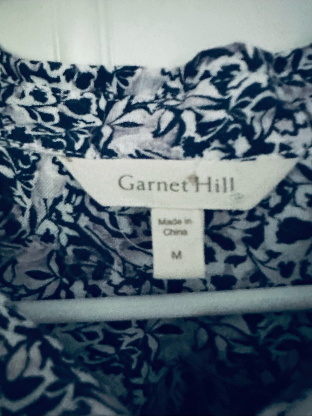 Garnet Hill Linen Relaxed Popover Shirt Dress Floral Blue Medium Like New - Picture 4 of 5